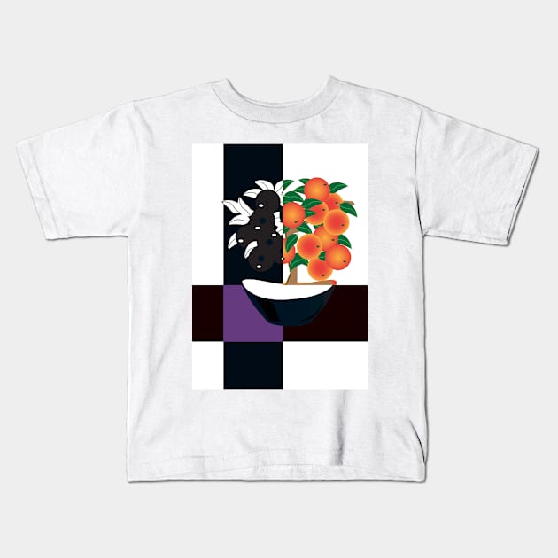 Tangerine bonsai tree Kids T-Shirt by CatCoconut-Art